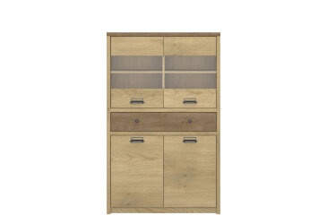 Vitrína nízka 2d1w1s dub cremona / dub lefkas Denzel