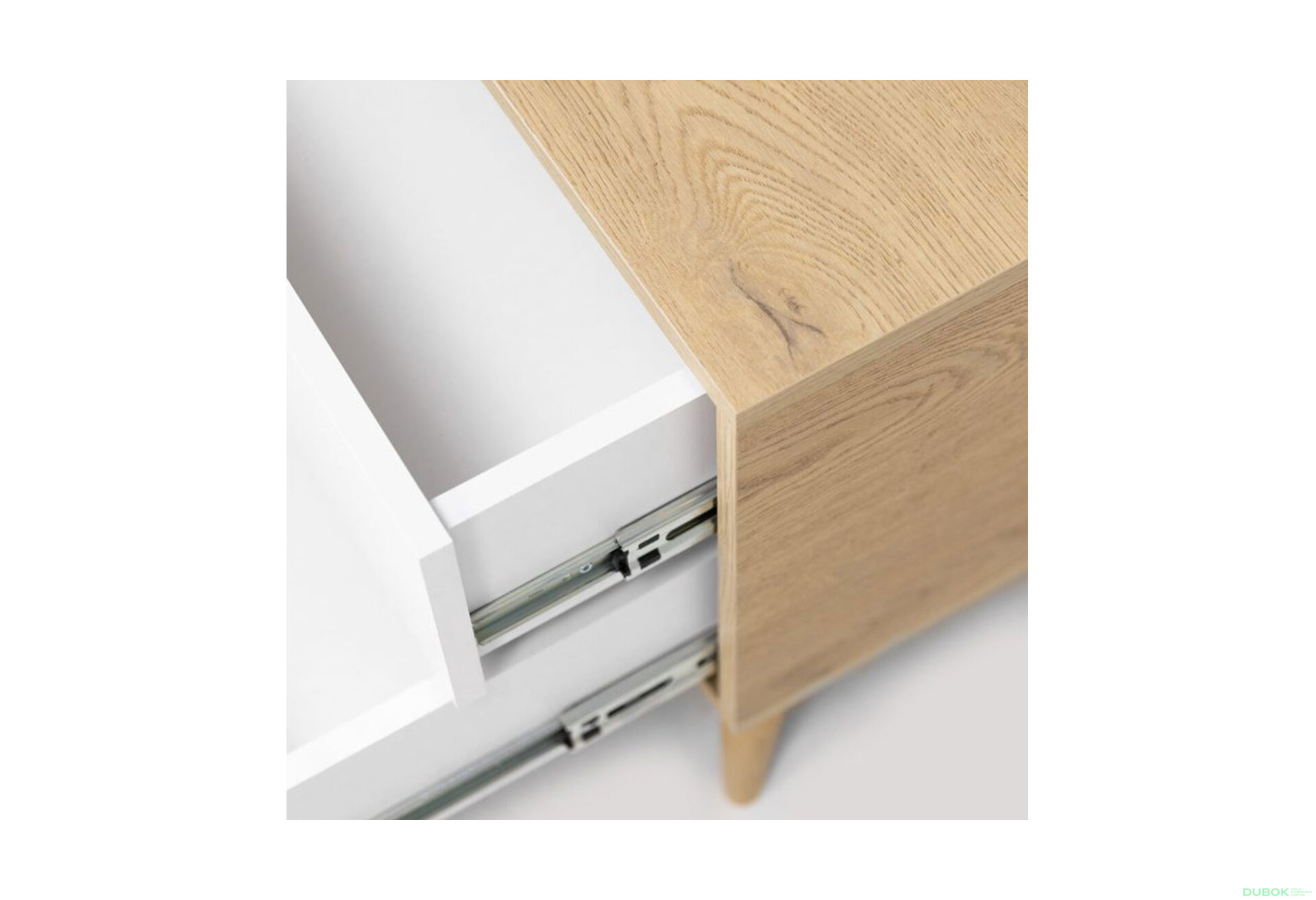 Fotografia 6 - Nočný stolík 2šx lesklá biela / dub cremona Olívia