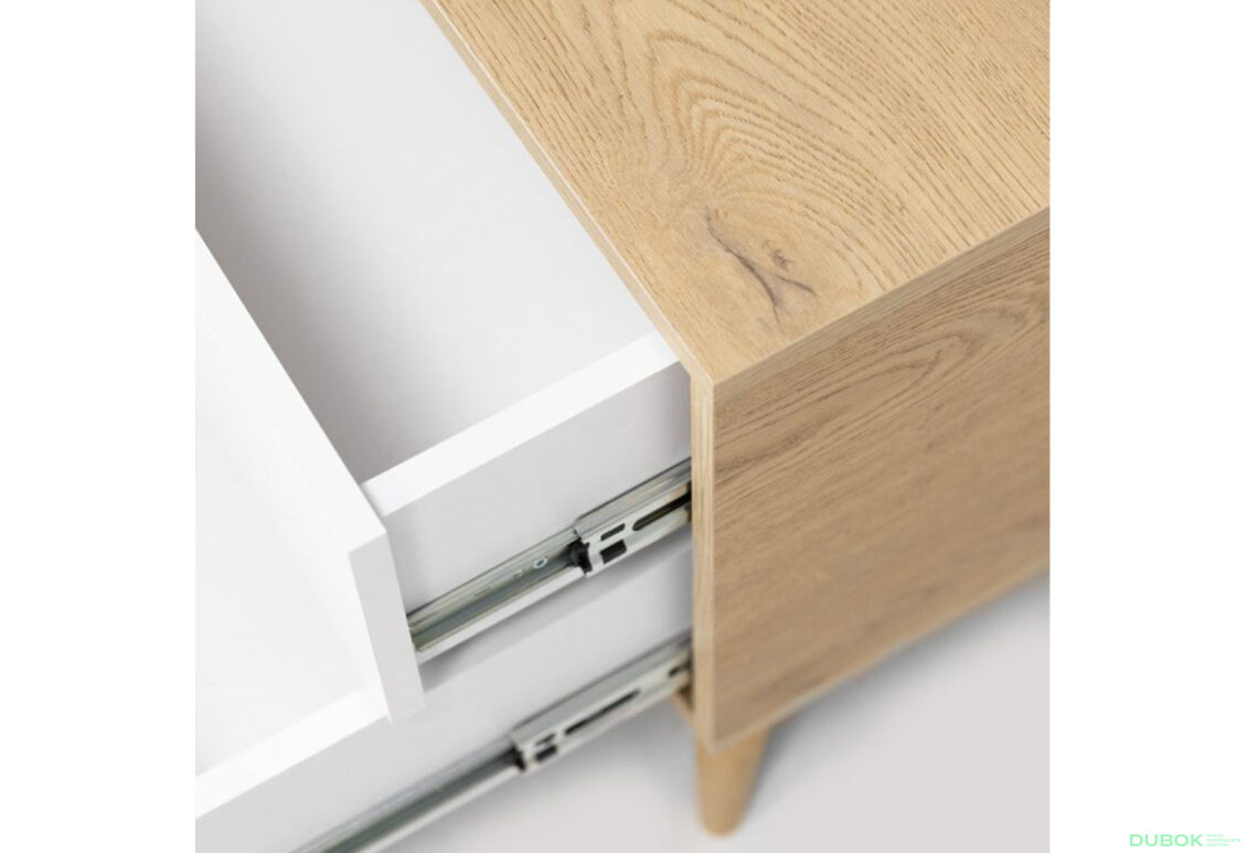 Fotografia 6 - Nočný stolík 2šx lesklá biela / dub cremona Olívia