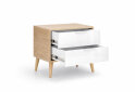 Fotografia 4 - Nočný stolík 2šx lesklá biela / dub cremona Olívia