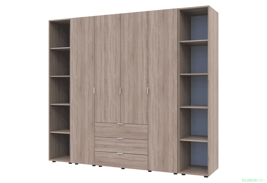 Skriňa štvordverová s 2 regálmi Gelar 231.4 cm Dub sonoma