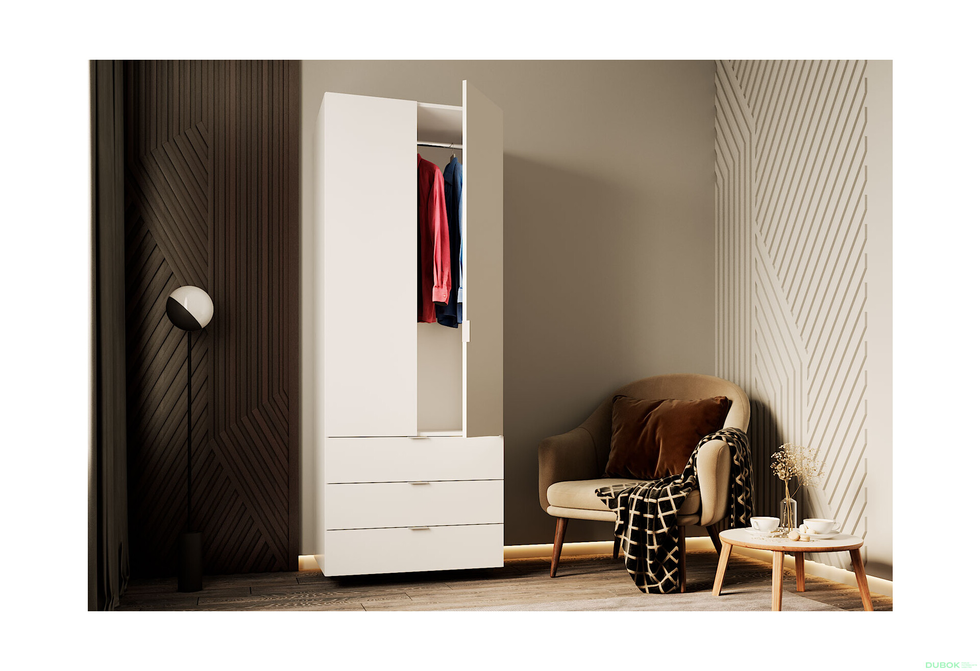 Skriňa dvojdverová Gelar 77.5 cm Biela - Fotografia 3 Fotografia 3 - Skriňa dvojdverová Gelar 77.5 cm Biela