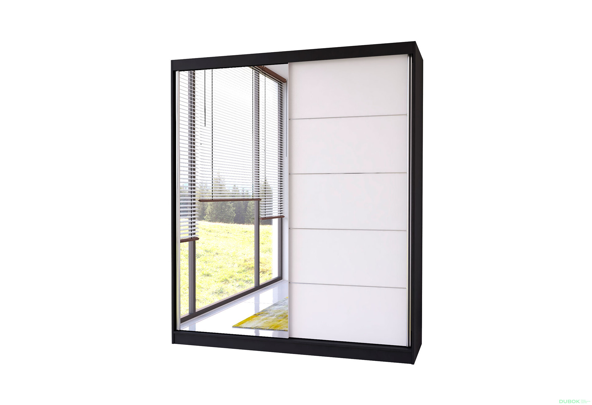 Fotografia 1 - Skriňa Bella 03 so zrkadlom čierny / biely