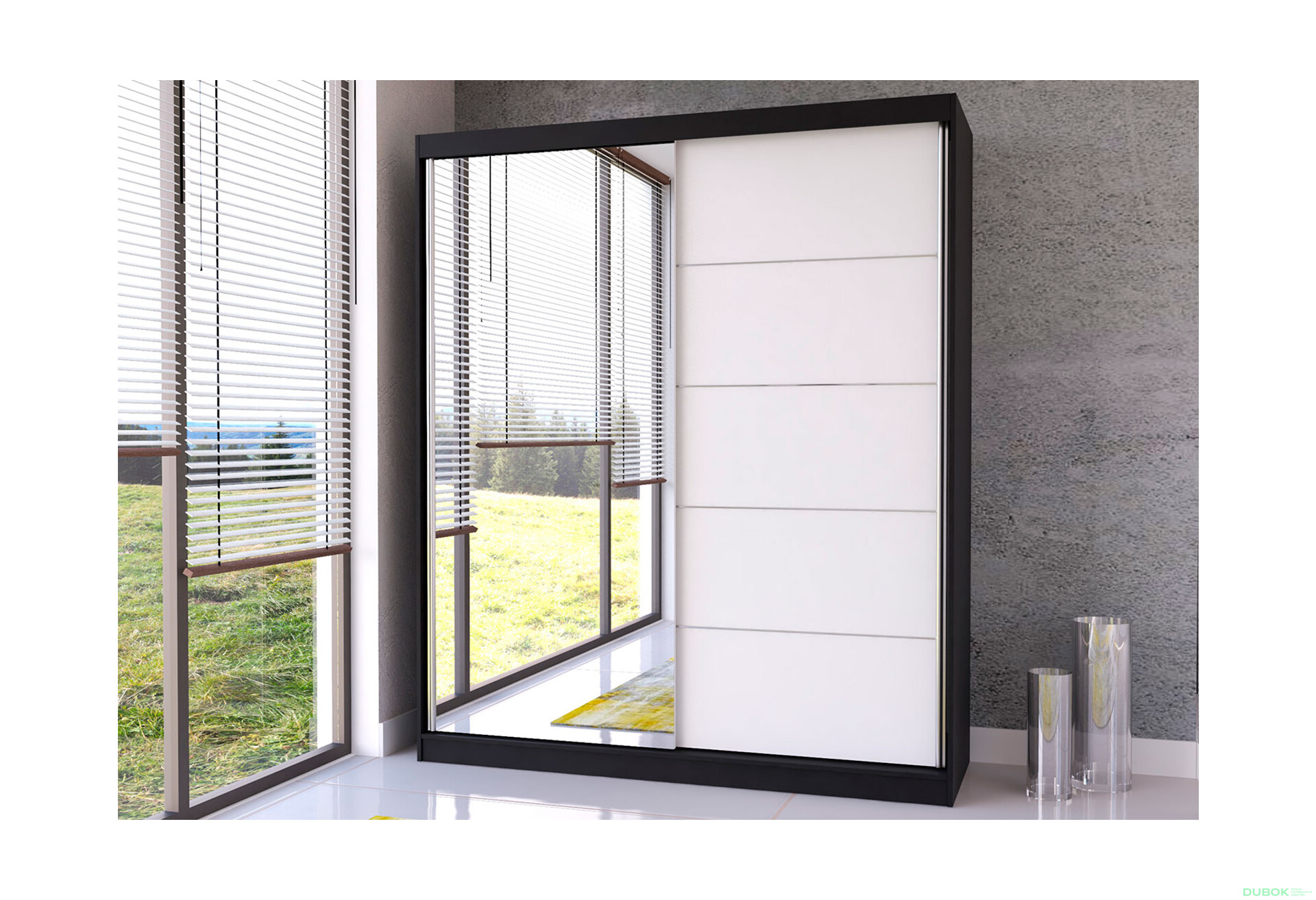 Fotografia 2 - Skriňa Bella 03 so zrkadlom čierny / biely