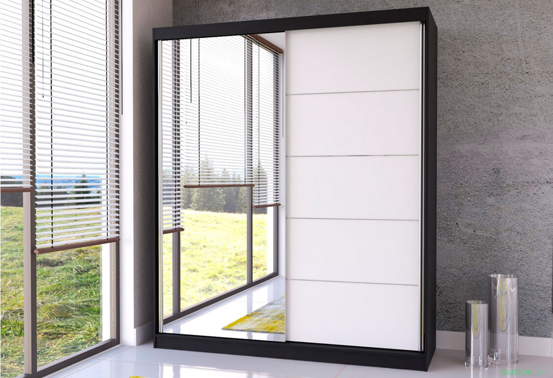 Fotografia 2 - Skriňa Bella 03 so zrkadlom čierny / biely