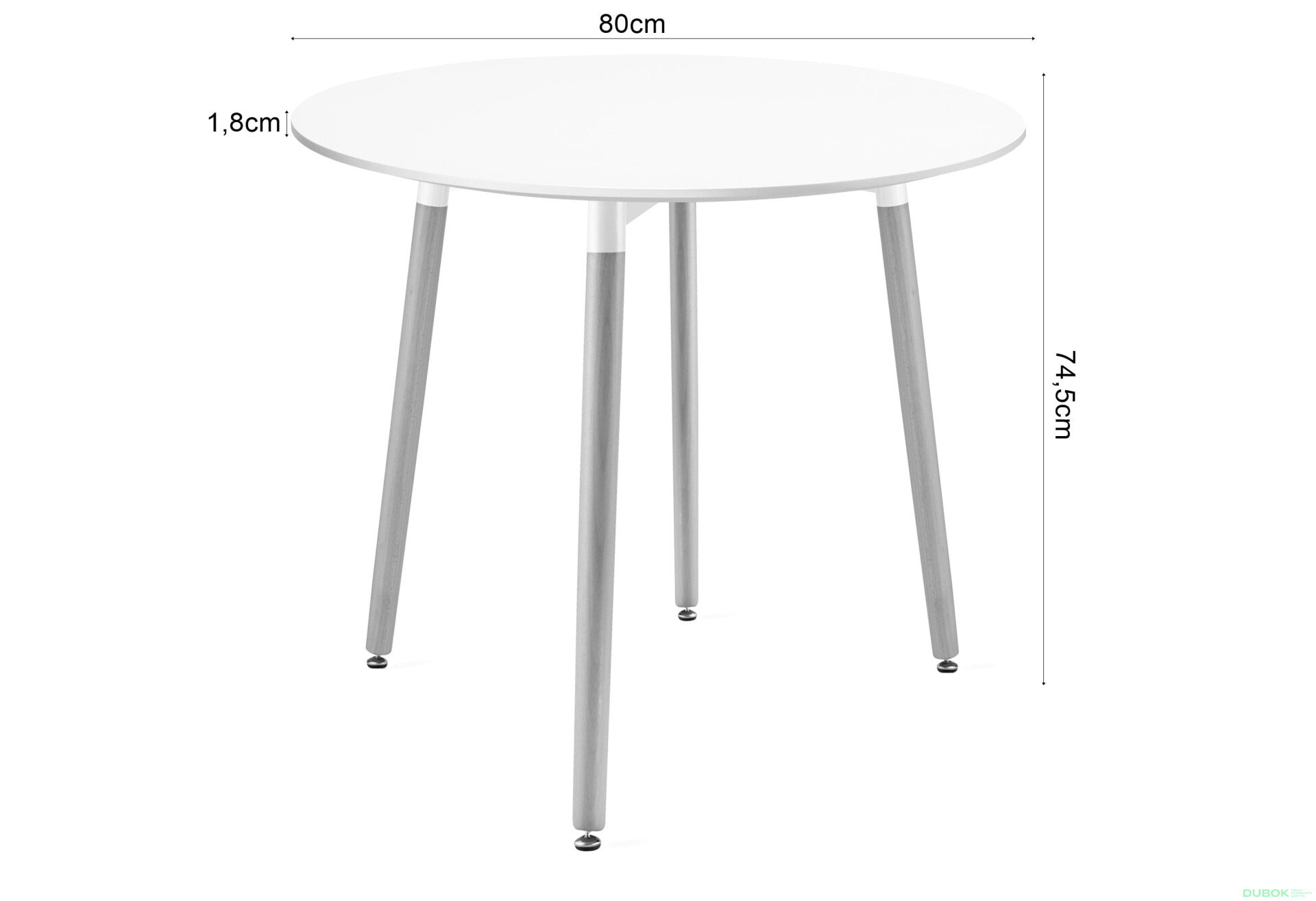 Fotografia 4 - Stół KAMI Okrągły 80cm - biały / naturalne nogi