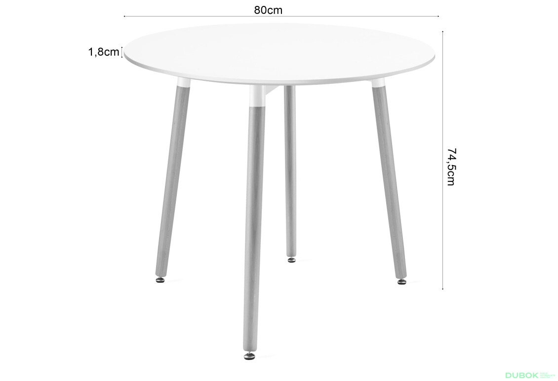Fotografia 4 - Stół KAMI Okrągły 80cm - biały / naturalne nogi