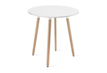 Stół KAMI Okrągły 60cm - biały / naturalne nogi