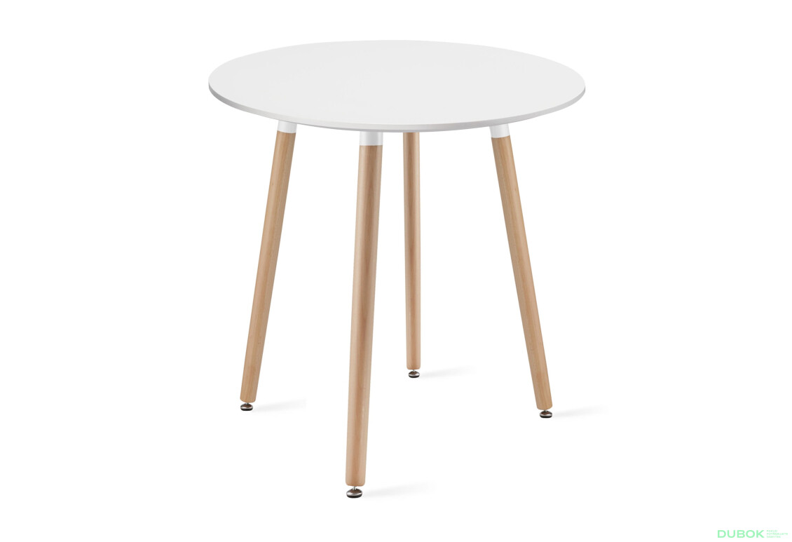 Stół KAMI Okrągły 60cm - biały / naturalne nogi