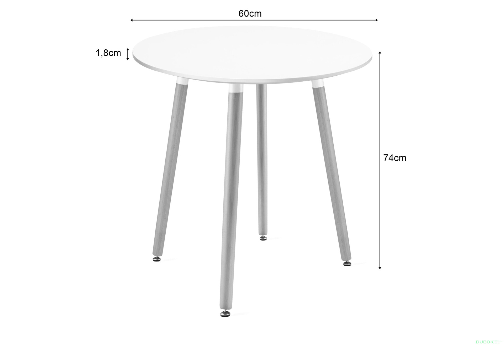 Fotografia 4 - Stół KAMI Okrągły 60cm - biały / naturalne nogi