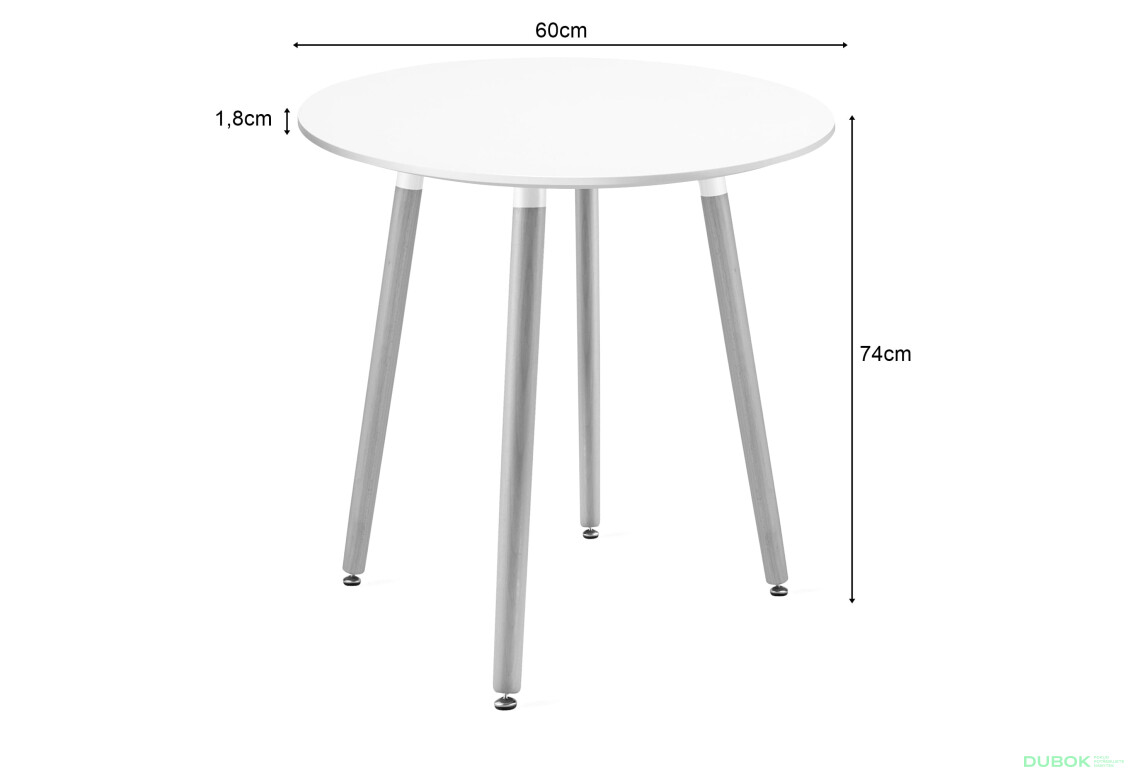 Fotografia 4 - Stół KAMI Okrągły 60cm - biały / naturalne nogi