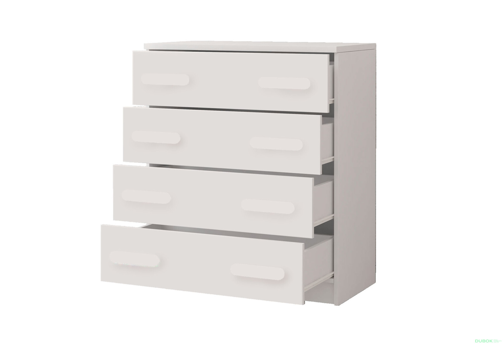 Fotografia 2 - Komoda 4S Šmyk biela, úchytky biely Idczak meble