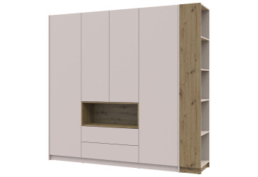 Skriňa Dale 4D + Regál otvorený Kašmír/Dub artisan/Kašmír