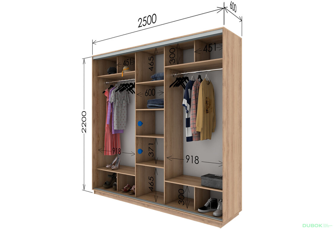 Fotografia 2 - Skriňa s posuvnými dverami 2200x2500x600 3DTD Dub Sonoma, profil strieborný