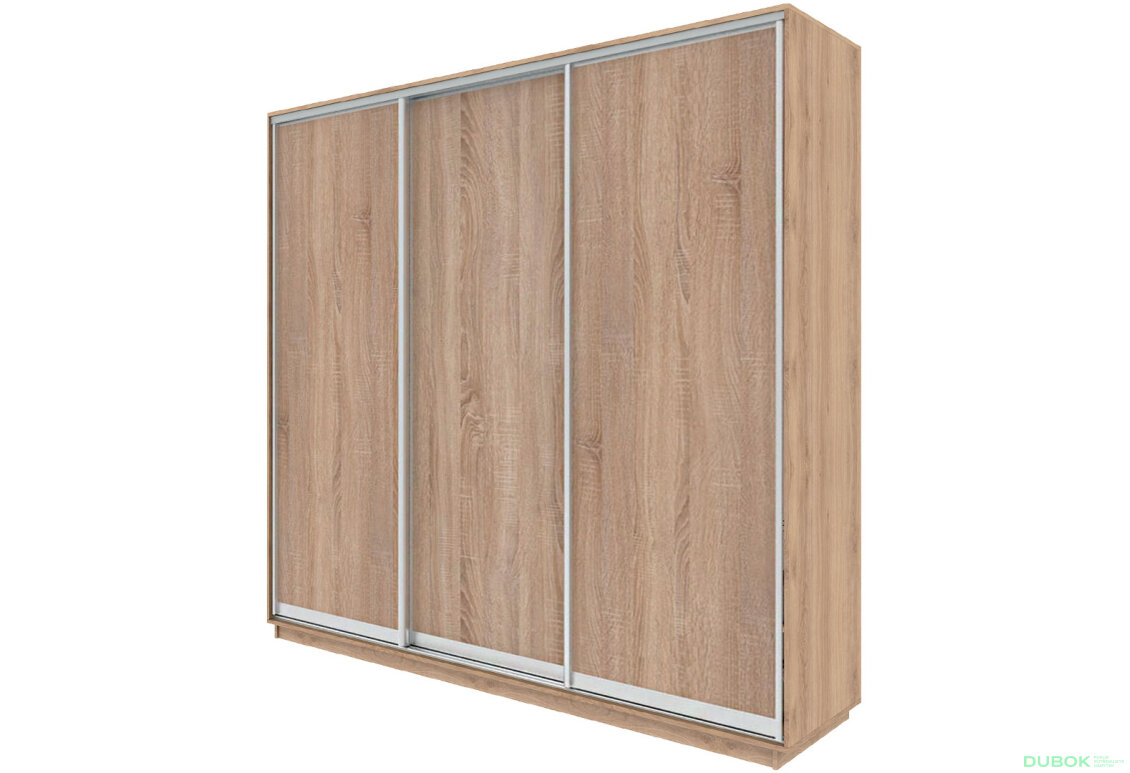 Skriňa s posuvnými dverami 2200x2500x600 3DTD Dub Sonoma, profil strieborný