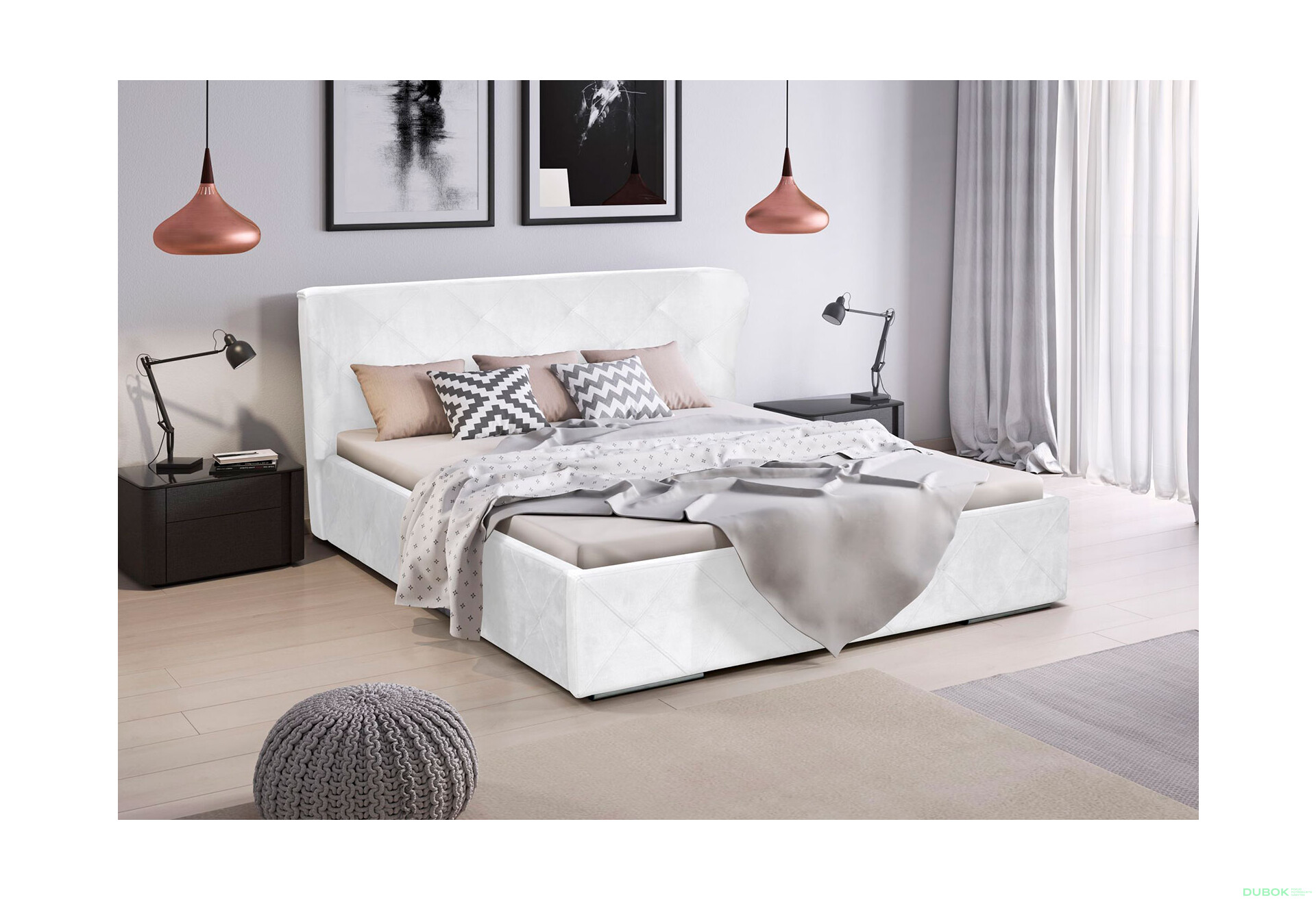 Fotografia 2 - Čalúnená posteľ Orlando 160x200 s roštom C Soft 17 biela Automat