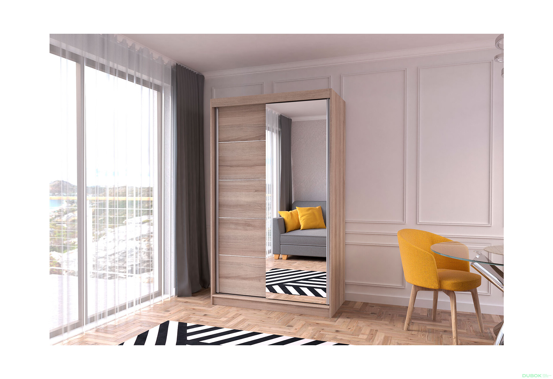 Fotografia 2 - Skriňa Neomi 05 so zrkadlom dub sonoma