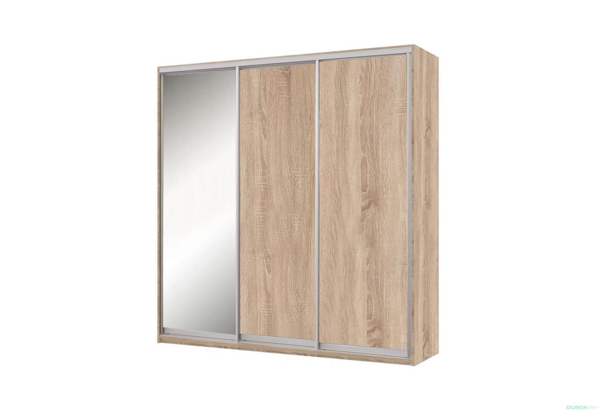 Skriňa 3D 1800x600x2400, 2 DTD + 1 zrkadlo, Svetlý dub sonoma - Fotografia 1 Fotografia 1 - Skriňa 3D 1800x600x2400, 2 DTD + 1 zrkadlo, Svetlý dub sonoma