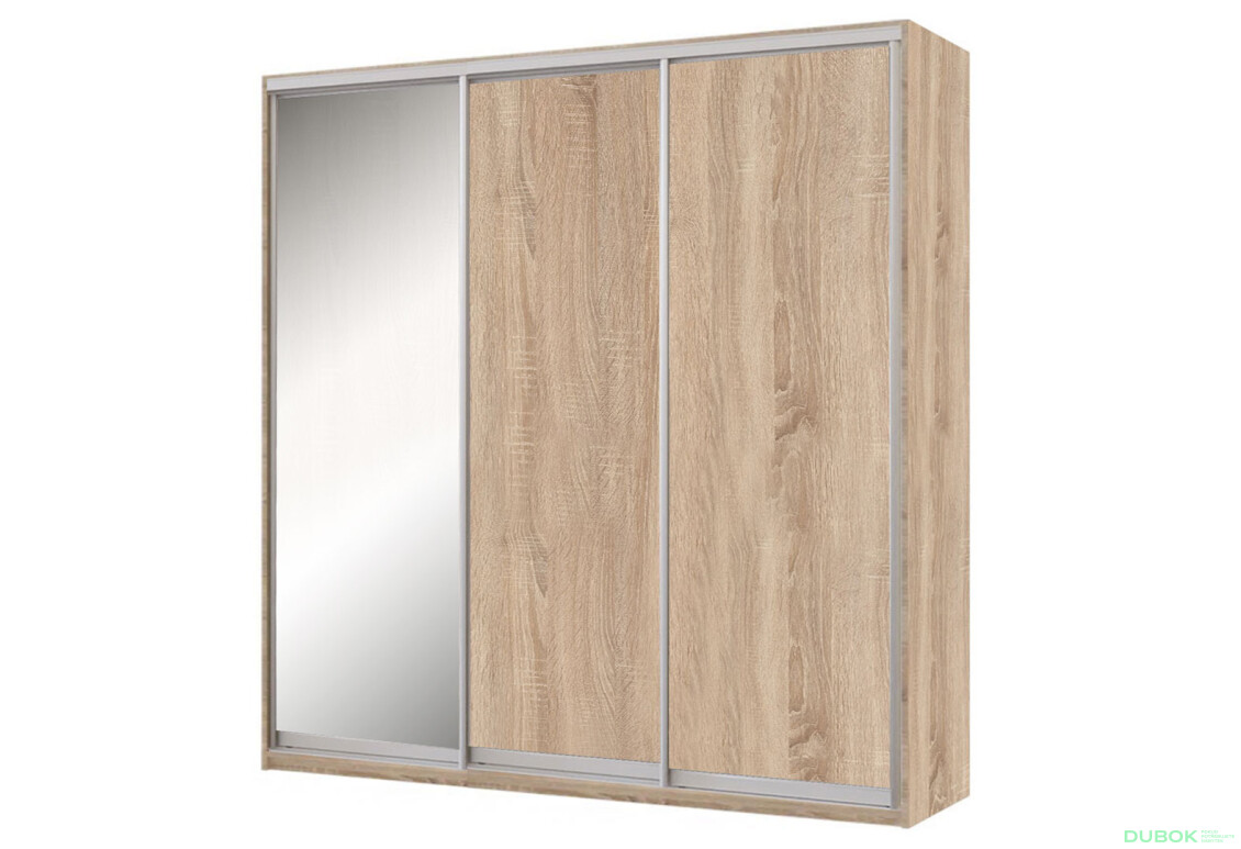 Skriňa s posuvnými dverami Komforto 2 DTD + 1 zrkadlo 180x240x60 cm Dub sonoma