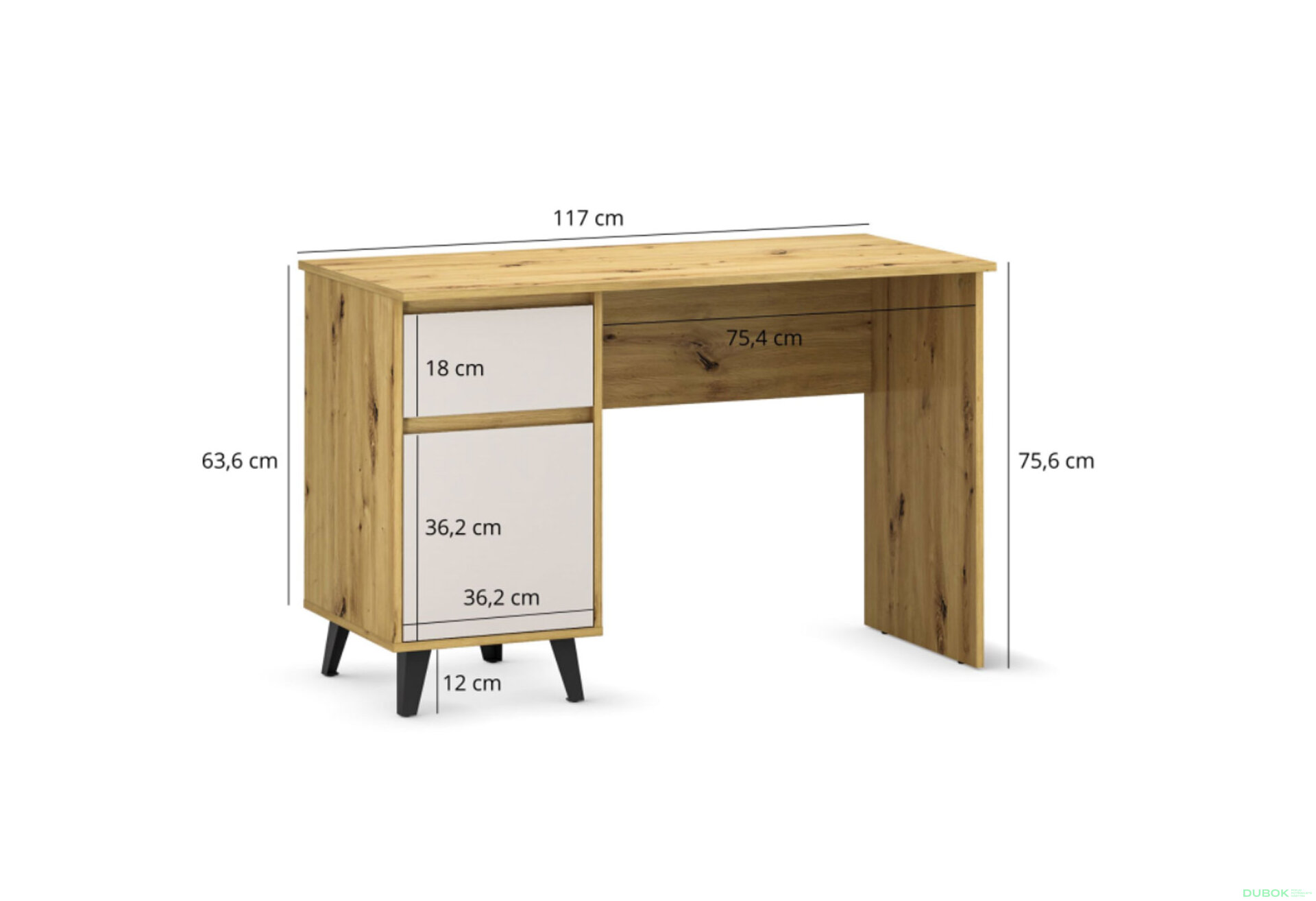 Fotografia 5 - Písací stôl Borg 1d1s/120 dub artisan / kašmír