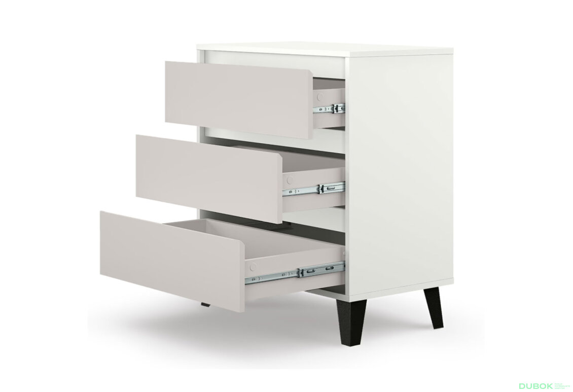 Fotografia 4 - Komoda Borg 3s/70 biela / kašmír