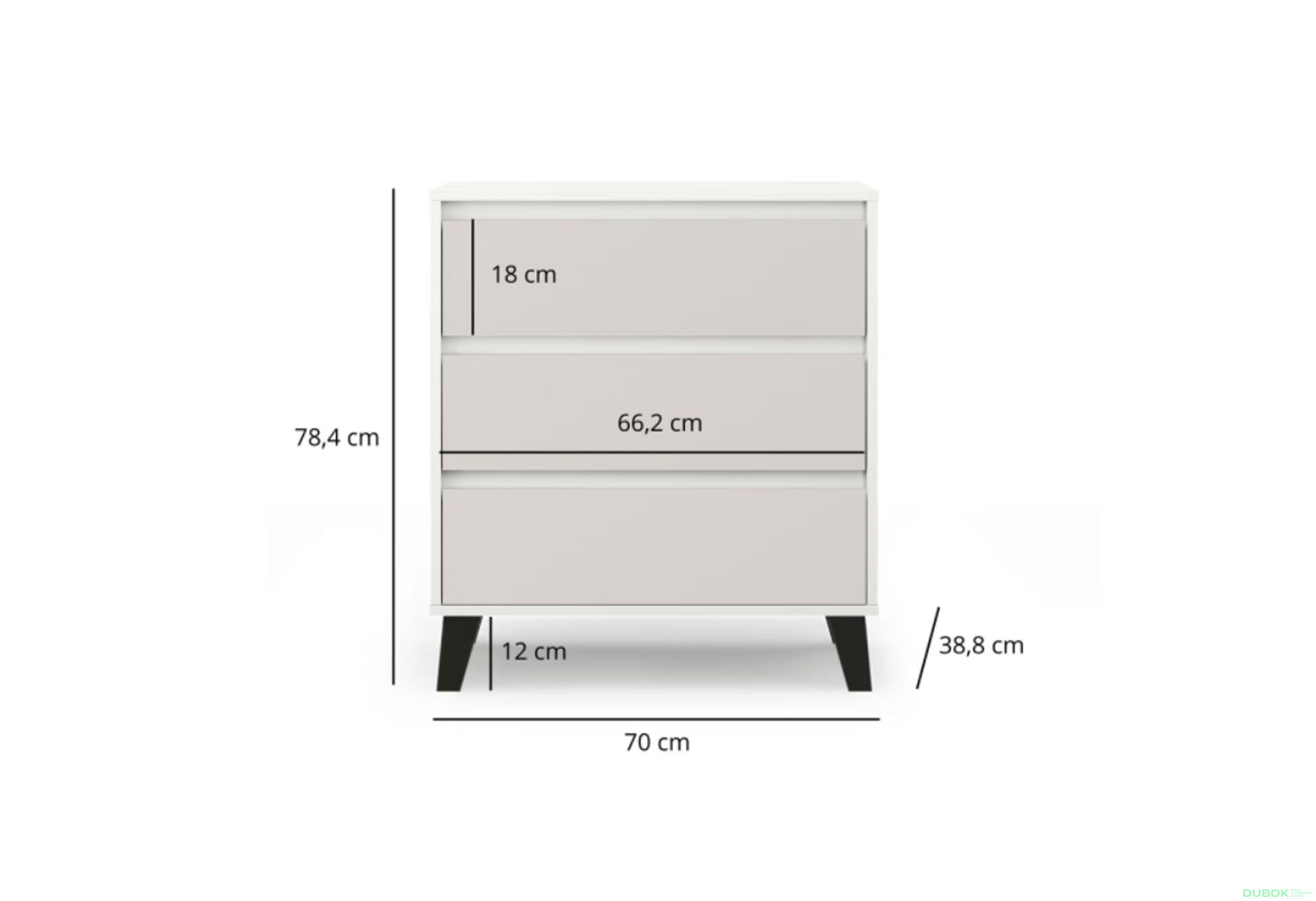 Fotografia 6 - Komoda Borg 3s/70 biela / kašmír