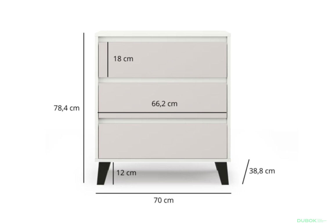 Fotografia 6 - Komoda Borg 3s/70 biela / kašmír