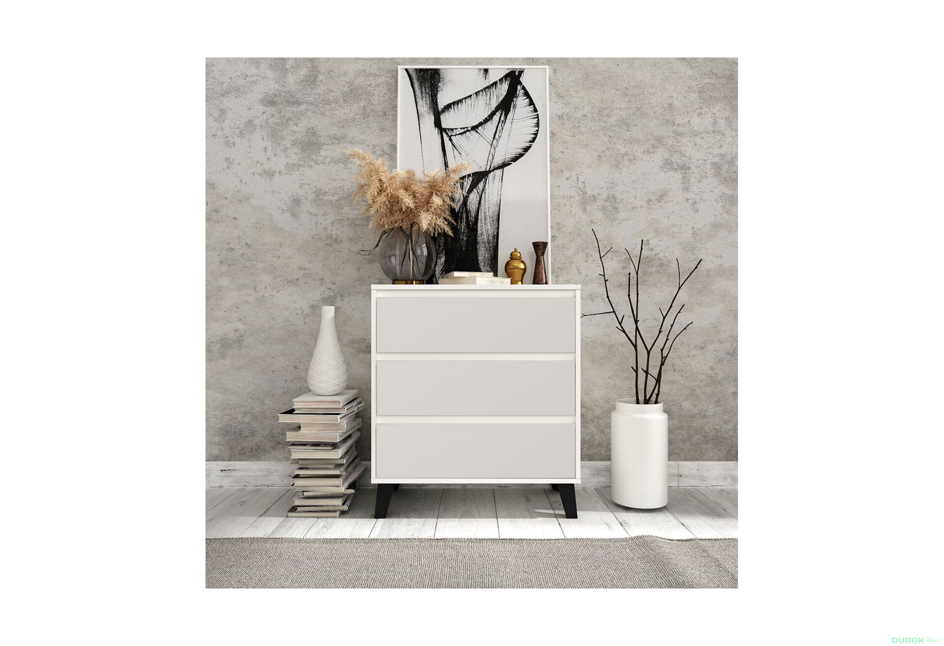 Fotografia 2 - Komoda Borg 3s/70 biela / kašmír