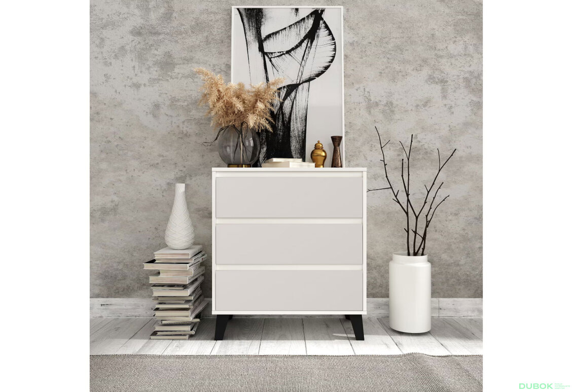 Fotografia 2 - Komoda Borg 3s/70 biela / kašmír