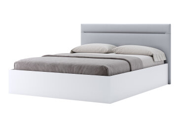 Posteľ 1,8x2,0 s čalúneným mäkkým čelom a výklopným roštom, s rámom biely lesk Family