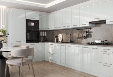 Sada 400×150 cm, biela / trend sivá lesk Liona
