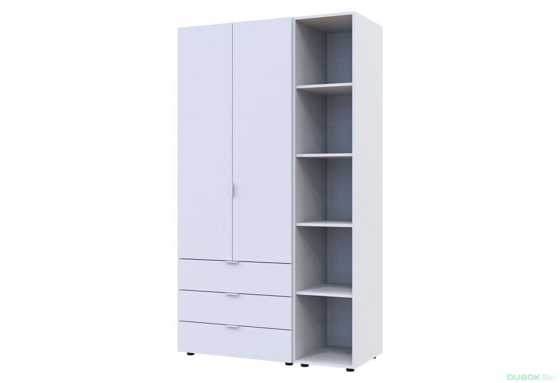 Skriňa dvojdverová s regálom Gelar 115.7 cm Biela - Fotografia 1 Fotografia 1 - Skriňa dvojdverová s regálom Gelar 115.7 cm Biela