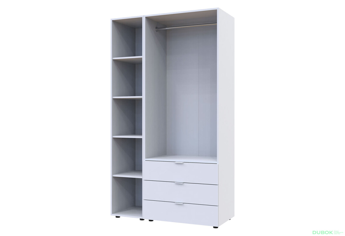 Skriňa dvojdverová s regálom Gelar 115.7 cm Biela - Fotografia 5 Fotografia 5 - Skriňa dvojdverová s regálom Gelar 115.7 cm Biela
