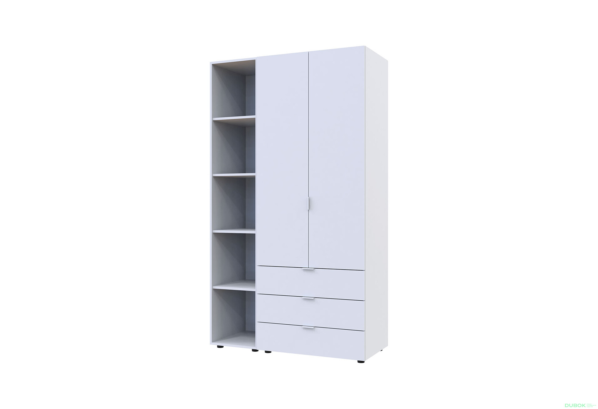 Skriňa dvojdverová s regálom Gelar 115.7 cm Biela - Fotografia 4 Fotografia 4 - Skriňa dvojdverová s regálom Gelar 115.7 cm Biela