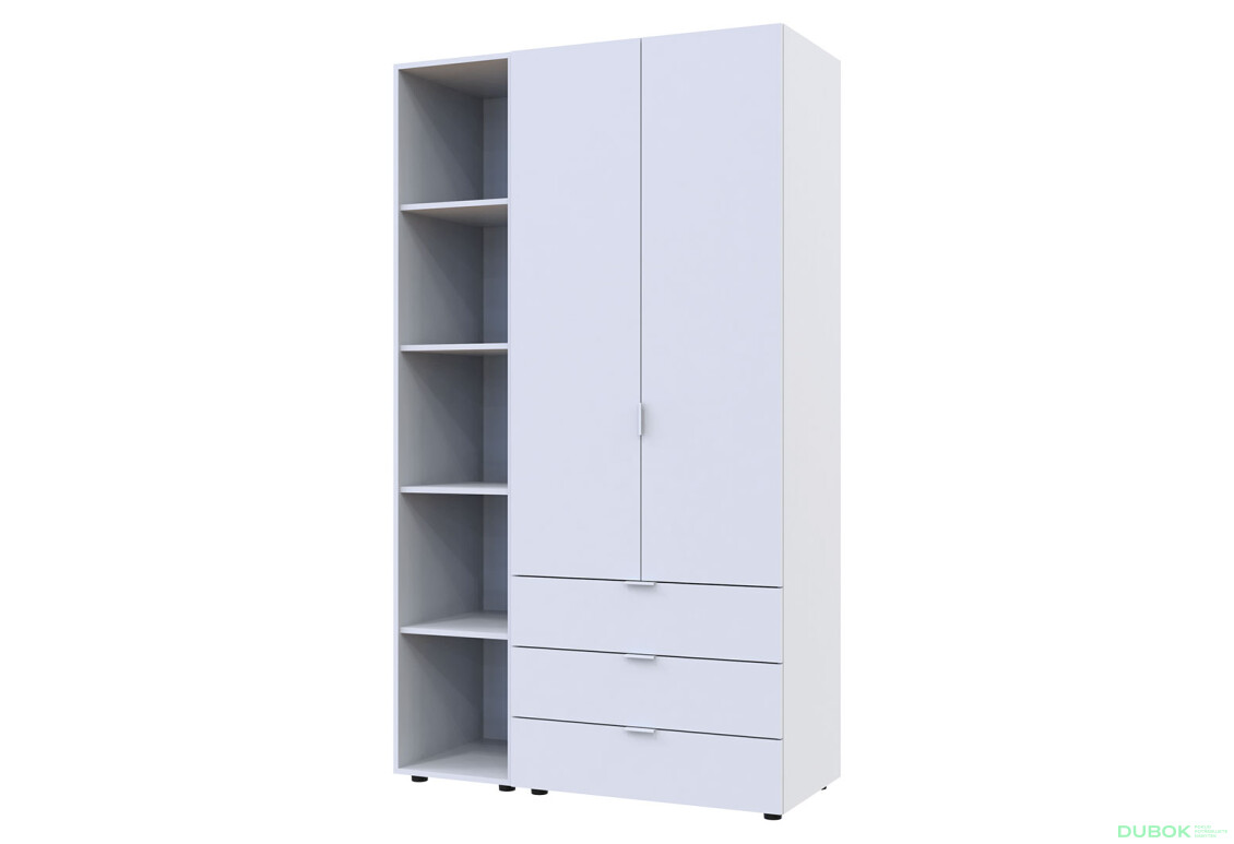 Skriňa dvojdverová s regálom Gelar 115.7 cm Biela - Fotografia 4 Fotografia 4 - Skriňa dvojdverová s regálom Gelar 115.7 cm Biela