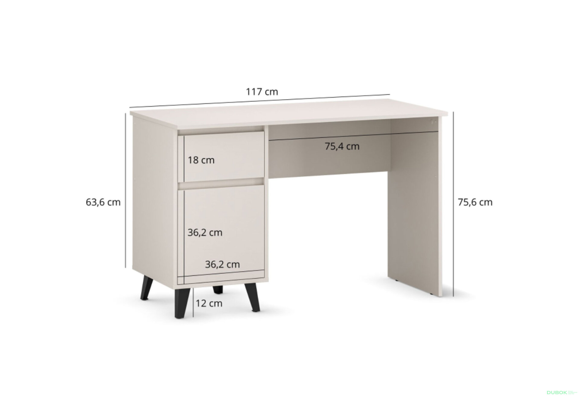 Fotografia 6 - Písací stôl Borg 1d1s/120 kašmír