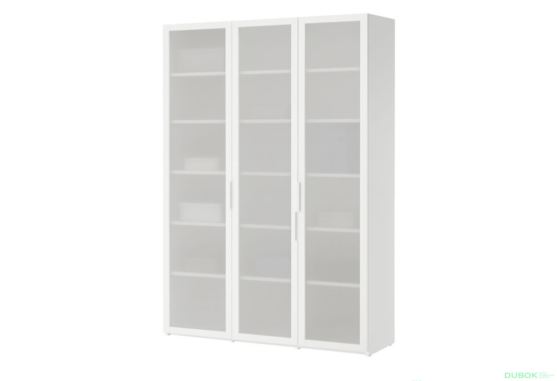 Skriňa Neapol 3D 150 s vitrínou, saténová, bílá