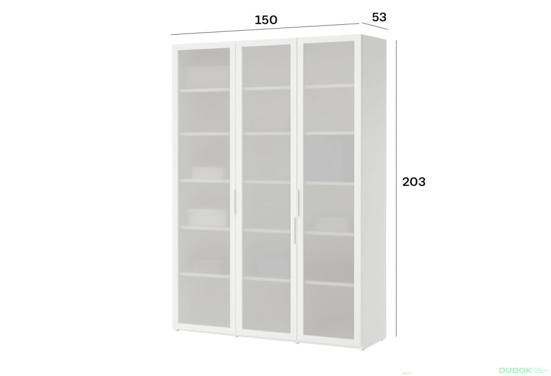 Fotografia 3 - Skriňa Neapol 3D 150 s vitrínou, saténová, bílá