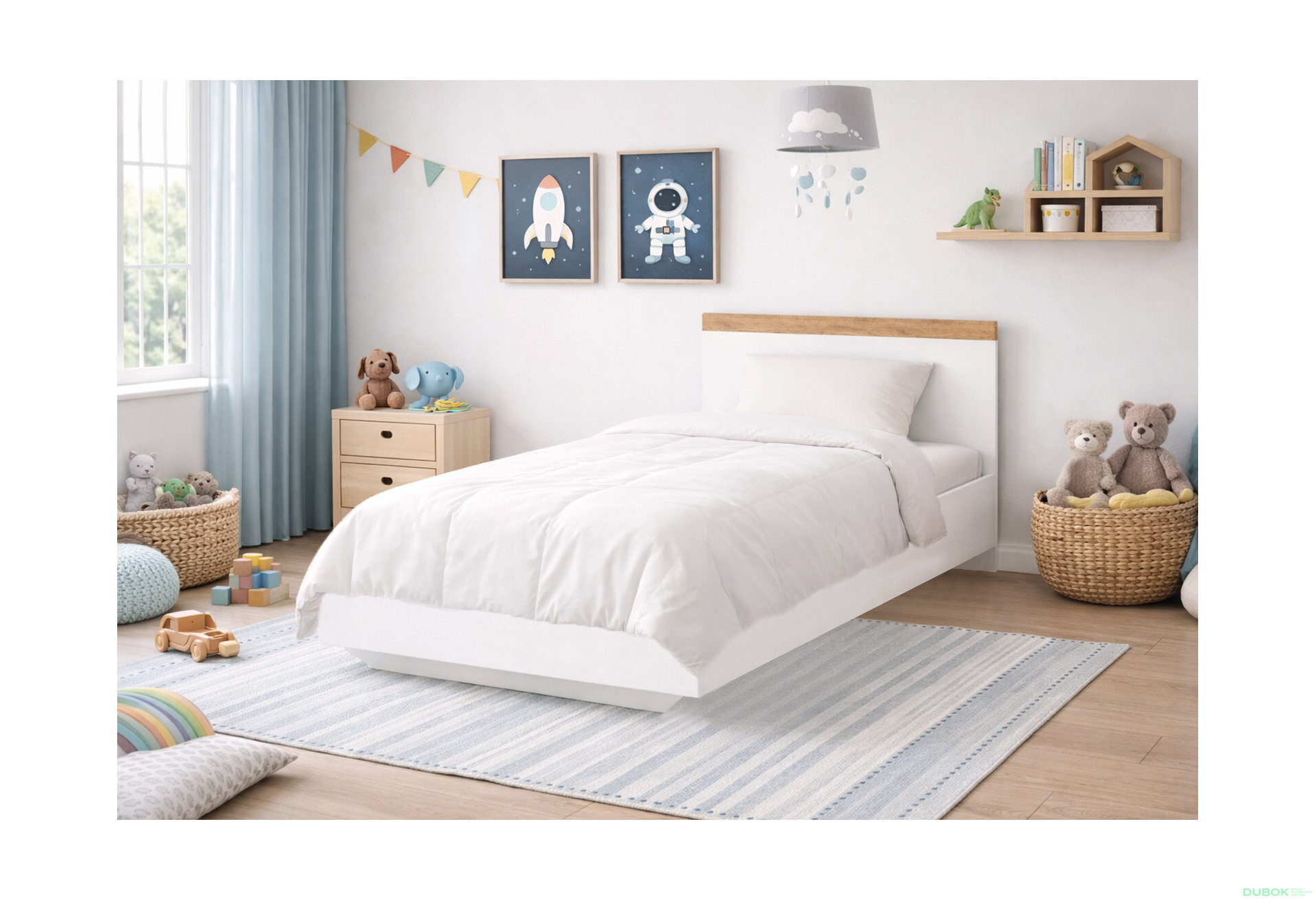 Fotografia 2 - Posteľ 90x200 biely / dub wotan Vigo