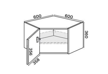 Fotografia Vrchný roh V 45°/360 1dvere pravý
