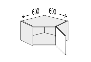 Vrchný roh V 45°/360 1dvere pravý