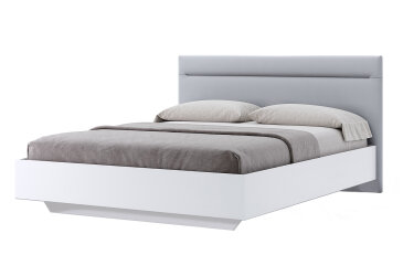Posteľ 1,6x2,0 s čalúneným mäkkým čelom, biely lesk Family