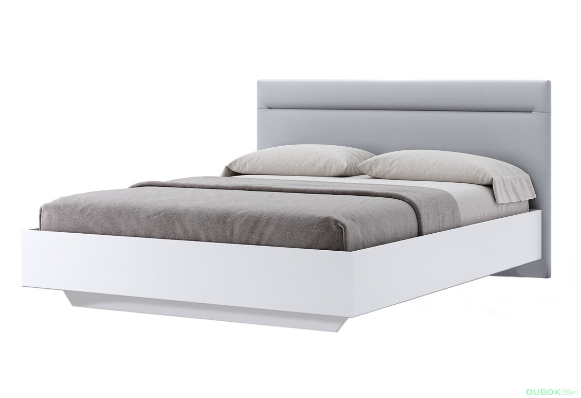Posteľ 1,6x2,0 s čalúneným mäkkým čelom, biely lesk Family