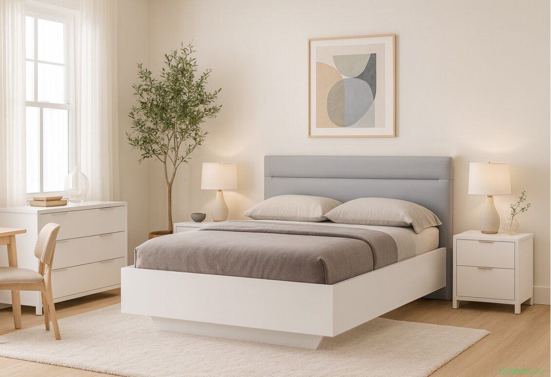 Fotografia 2 - Posteľ 1,6x2,0 s čalúneným mäkkým čelom, biely lesk Family