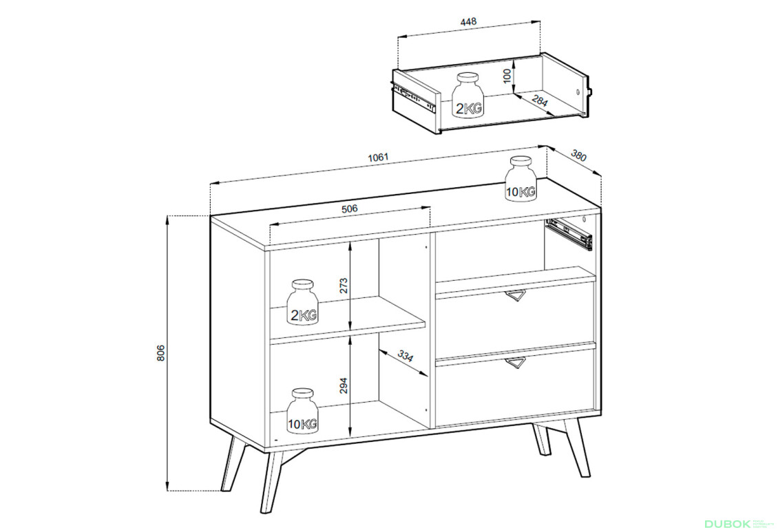 Komoda KSZD106 Forest eukalyptus / škandinávsky smrek - Fotografia 8 Fotografia 8 - Komoda KSZD106 Forest eukalyptus / škandinávsky smrek