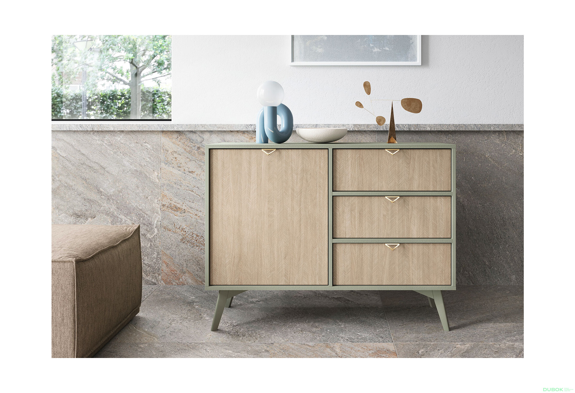 Komoda KSZD106 Forest eukalyptus / škandinávsky smrek - Fotografia 4 Fotografia 4 - Komoda KSZD106 Forest eukalyptus / škandinávsky smrek