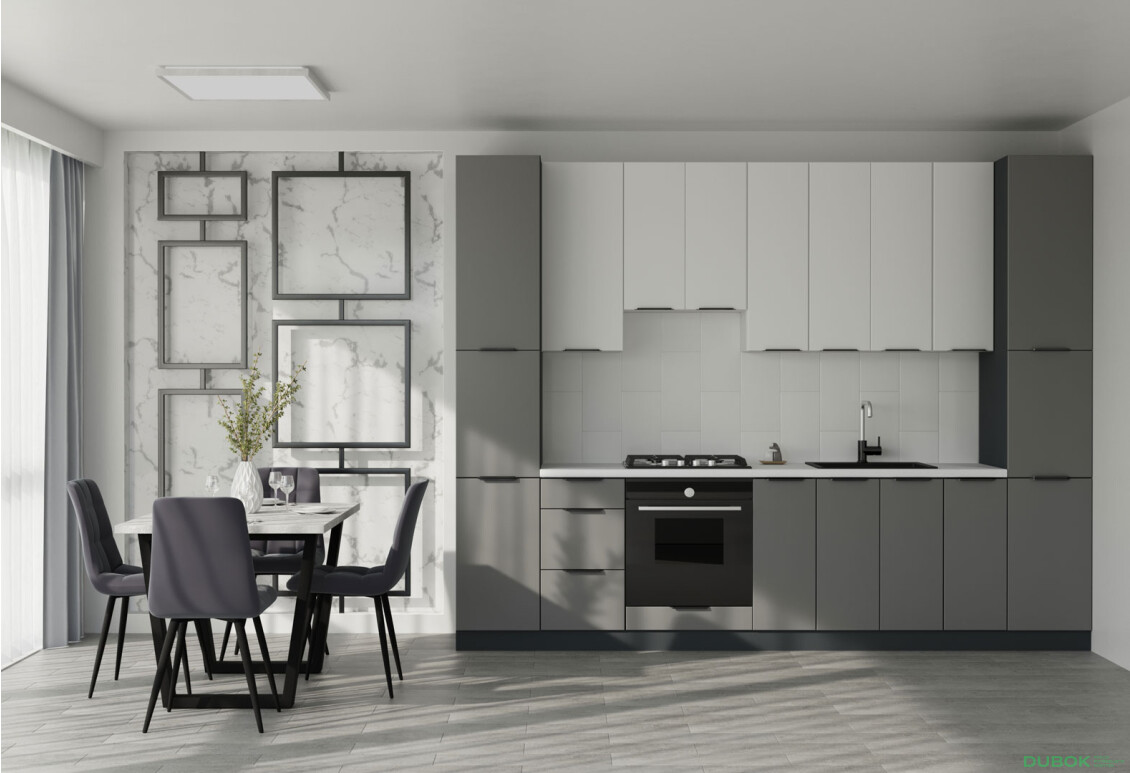 Sada 3.0 dolná - antracit / šedý mat, horná - biela / biela mat Flet Lux - Fotografia 1 Fotografia 1 - Sada 3.0 dolná - antracit / šedý mat, horná - biela / biela mat Flet Lux