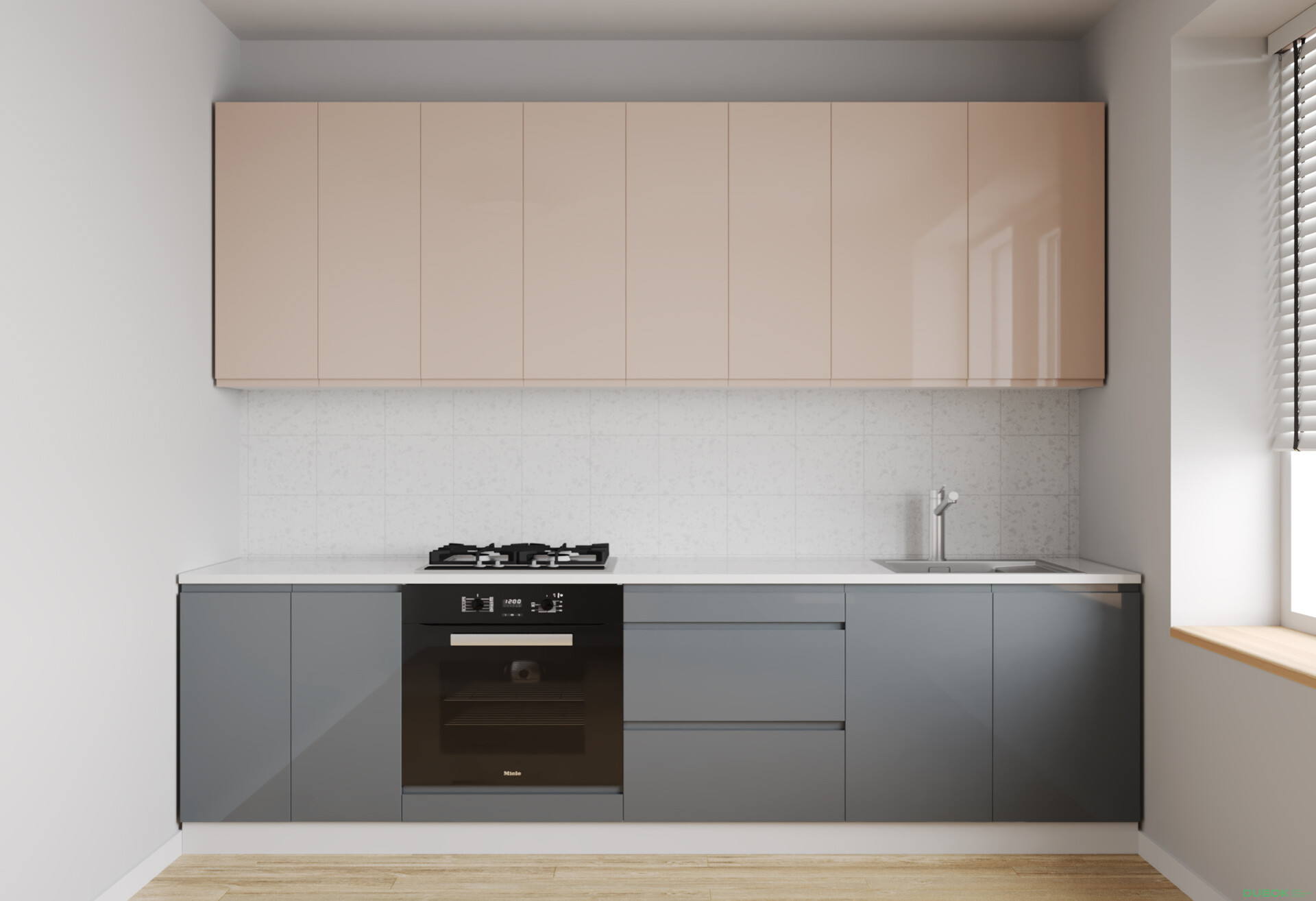 Fotografia 1 - Sada 2.6 k. biela, f. vrch béžový lesk, spodek šedý lesk Interno Luxe