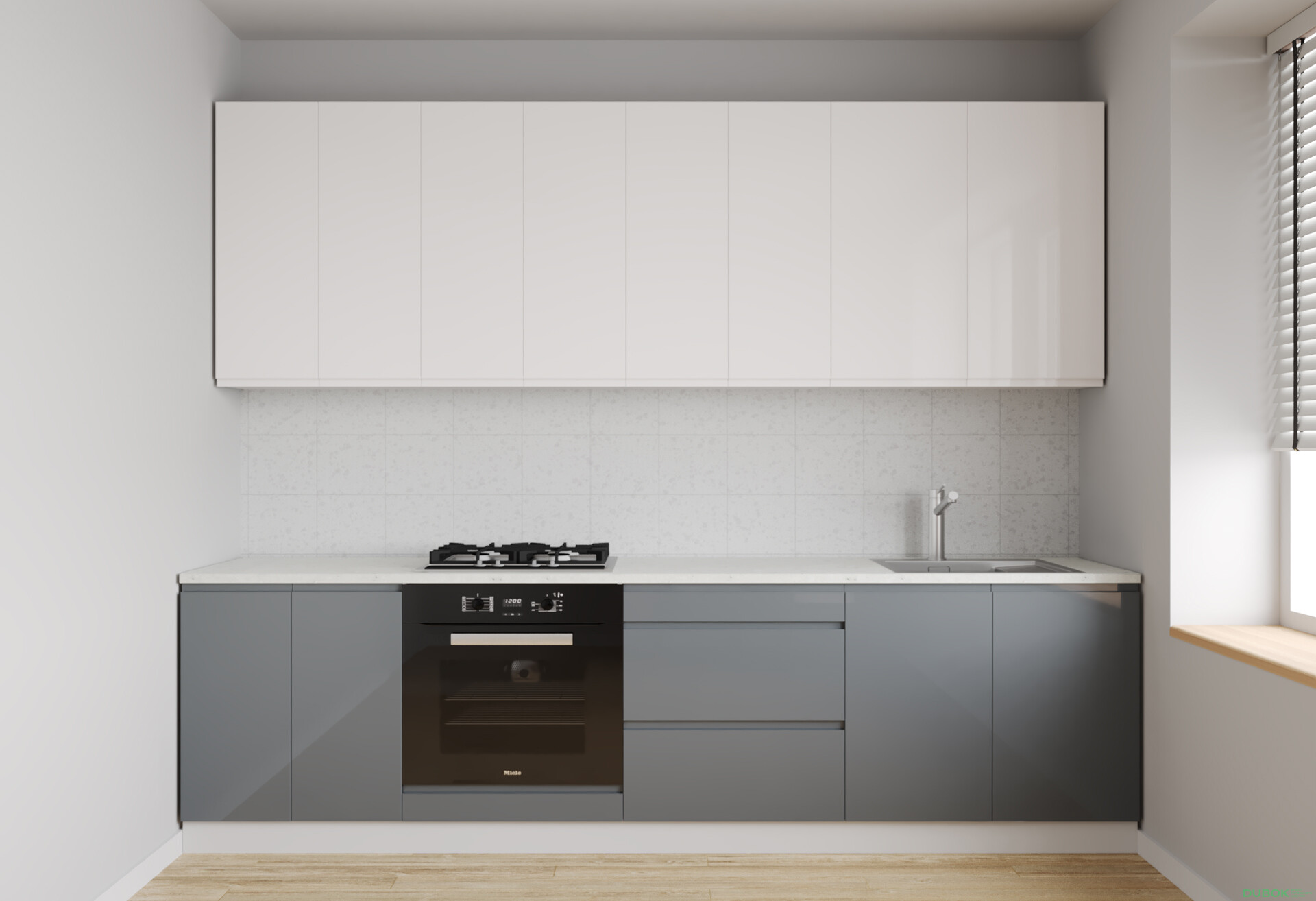 Fotografia 2 - Sada 2.6 k. biela, f. vrch mliečny lesk, spodok šedý lesk Interno Luxe
