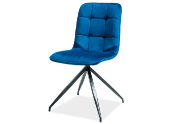 Stolička Texo Velvet tmavo modrá Bluvel 86, matná čierna kov